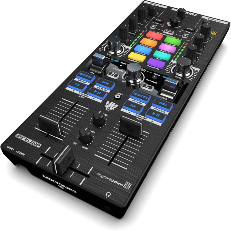 Reloop Mixtour Pro High-quality, Ultra-portable, All-in-one Four-deck DJ Controller with Audio Interface