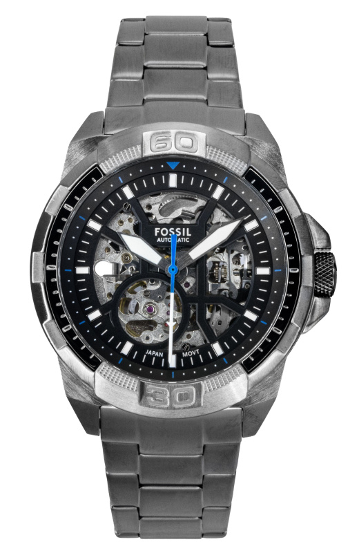Fossil Bronson Stainless Steel Black Skeleton Dial Automatic ME3218 Men's Watch