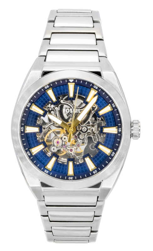 Fossil Everett Stainless Steel Blue Skeleton Dial Automatic ME3220 Men's Watch