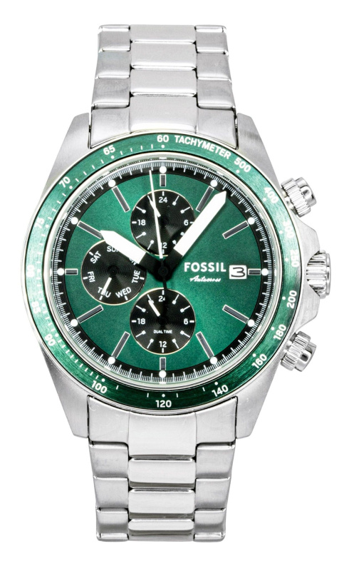 Fossil Autocross Multifunction Stainless Steel Green Dial Quartz FS6127 Men's Watch