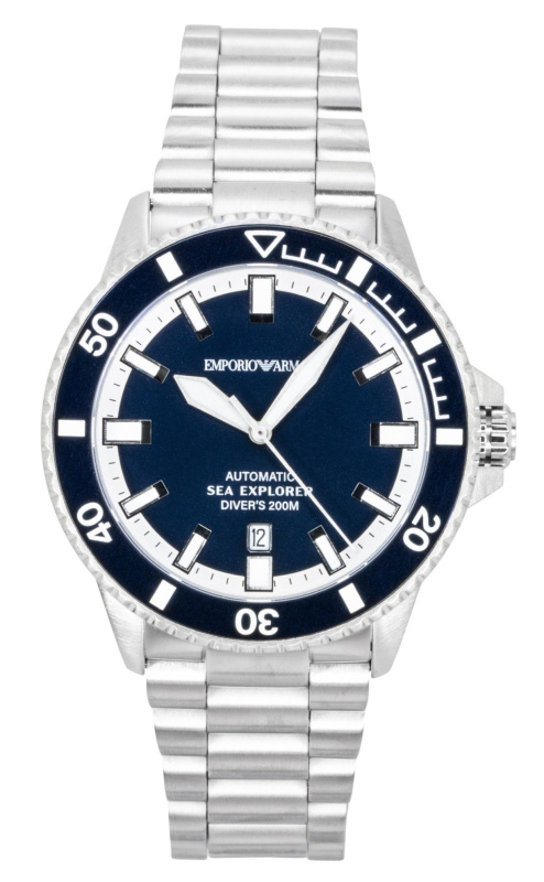 Emporio Armani Sea Explorer Stainless Steel Blue Dial Diver's Automatic AR60087 200M Men's Watch