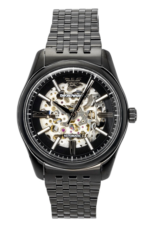 Emporio Armani Stainless Steel Black Skeleton Dial Automatic AR60093 Men's Watch