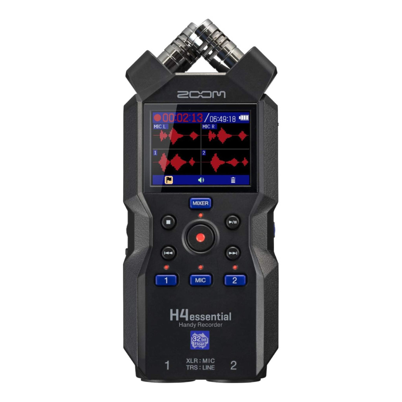 Zoom H4essential 4-Track Handy Recorder (2024 Model, Essential Series) with 32-Bit Float, Accessibility, Stereo Microphones, 2 XLR/TRS Combo Inputs, U