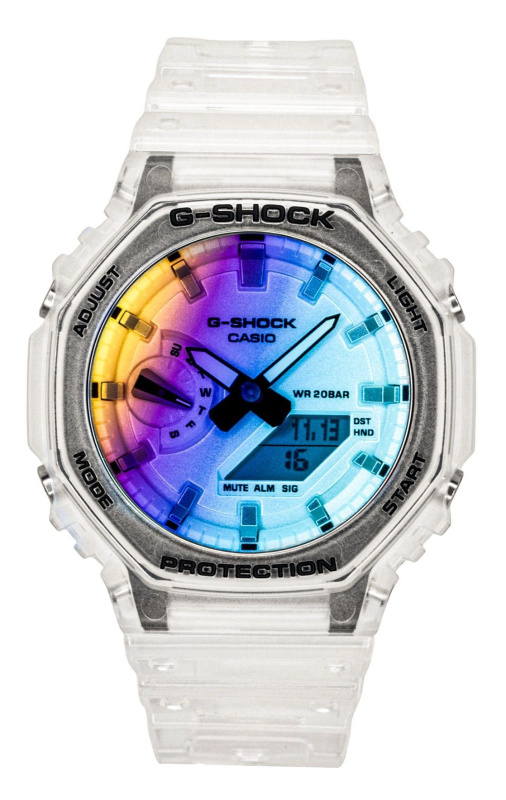 Casio G-Shock Analog Digital Transparent Resin Strap Multicolor Dial Quartz GA-2100SRS-7A 200M Men's Watch