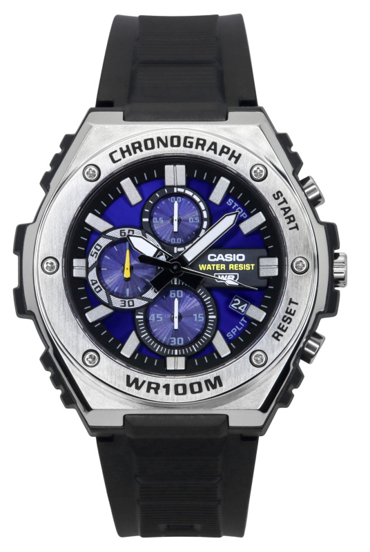 Casio Standard Analog Chronograph Resin Strap Blue Dial Quartz MWA-300H-2AV 100M Men's Watch