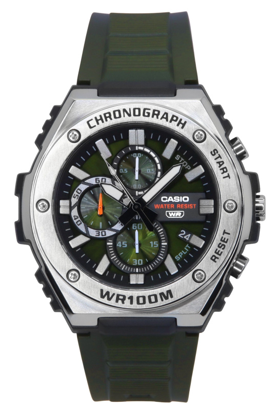 Casio Standard Analog Chronograph Resin Strap Green Dial Quartz MWA-300H-3AV 100M Men's Watch