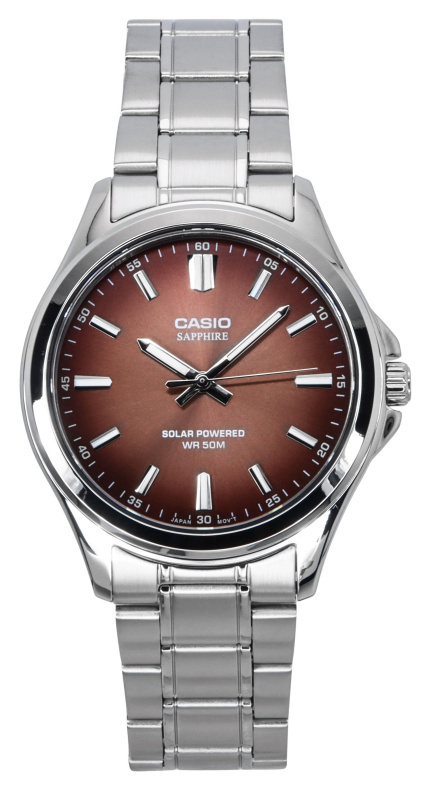 Casio Standard Analog Stainless Steel Brown Dial Solar MTS-RS100D-5A Men's Watch