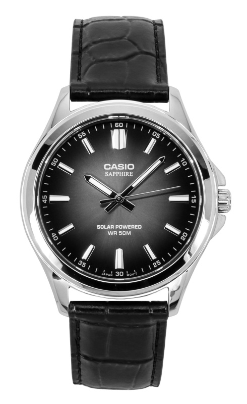 Casio Standard Analog Leather Strap Black Dial Solar MTS-RS100L-1AV Men's Watch