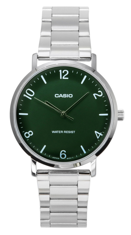 Casio Standard Analog Stainless Steel Green Dial Quartz MTP-VT03D-3B Men's Watch