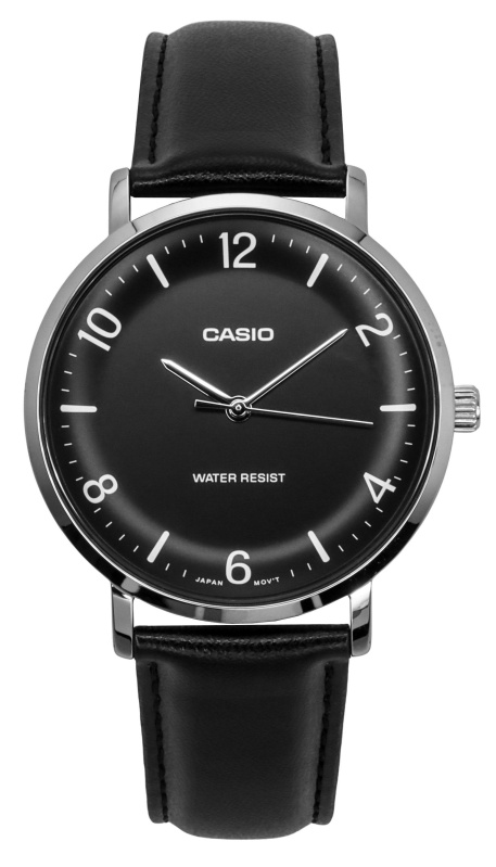 Casio Standard Analog Leather Strap Black Dial Quartz MTP-VT03L-1B Men's Watch