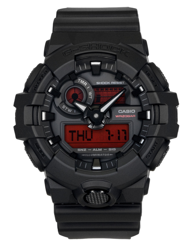Casio G-Shock Analog Digital Resin Strap Black Dial Quartz GA-700BBR-1A 200M Men's Watch