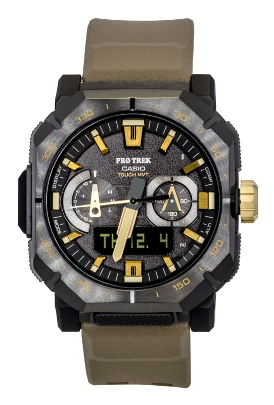Casio Pro Trek Analog Digital Smartphone Link Brown Rubber Strap Black Dial Solar PRW-B1000-5 100M Men's Watch