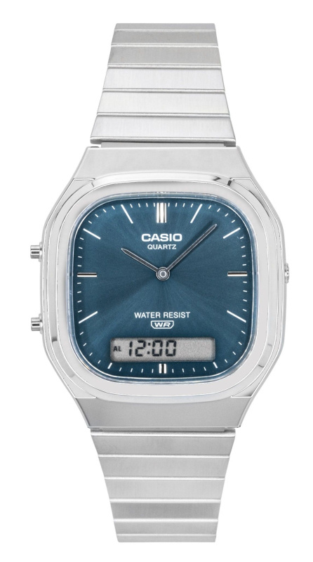 Casio Vintage Analog Digital Stainless Steel Sky Blue Dial Quartz AQ-240E-3A Unisex Watch