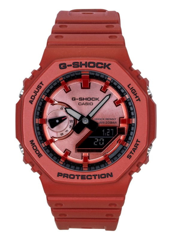 Casio G-Shock Analog Digital Red Bio-Based Resin Strap Quartz GA-2100RRB-4A 200M Men's Watch