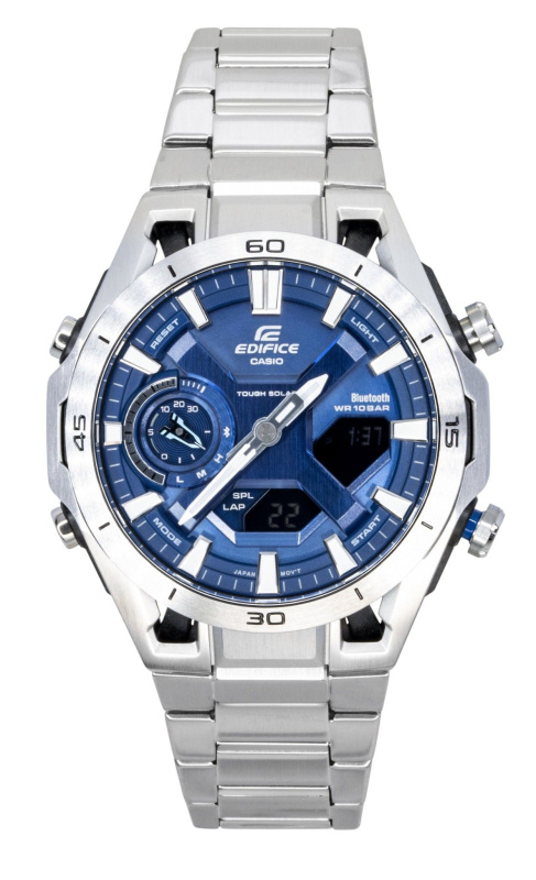 Casio Edifice Analog Digital Stainless Steel Blue Dial Solar ECB-2300D-2A 100M Men's Watch