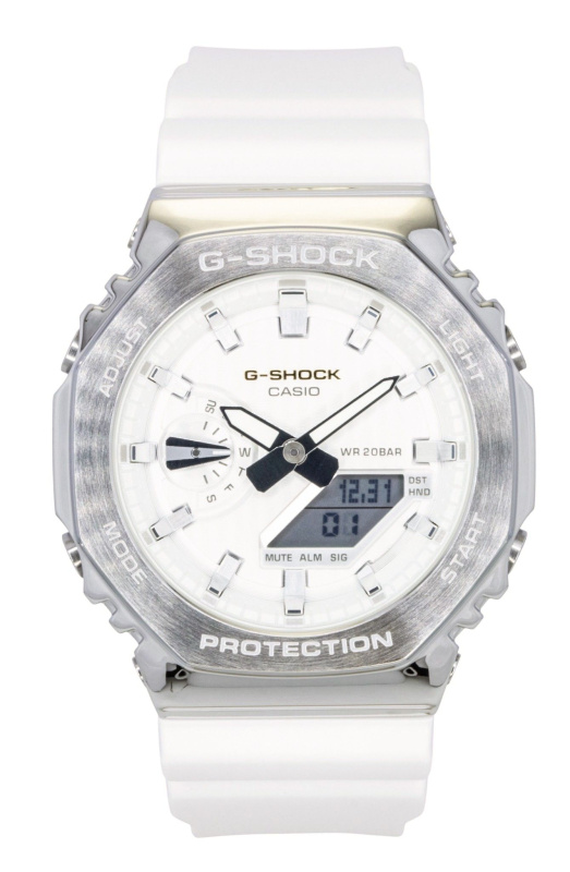 Casio G-Shock G-Steel Analog Digital Limited Edition White Dial Quartz GM-2110SH-7A 200M Men's Watch