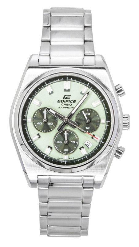 Casio Edifice Analog Standard Chronograph Stainless Steel Green Dial Quartz EFB-730D-3AV 100M Men's Watch