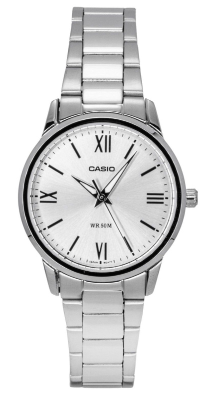 Casio Analog Stainless Steel Silver Dial Quartz LTP-1303DD-7AV Women's Watch