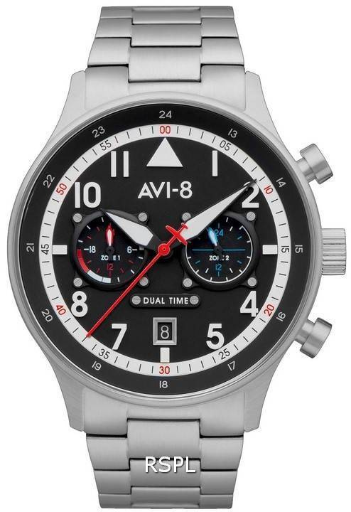 AVI-8 Hawker Hurricane Carey Dual Time Rangoon Black Dial Quartz AV-4088-11 Men's Watch
