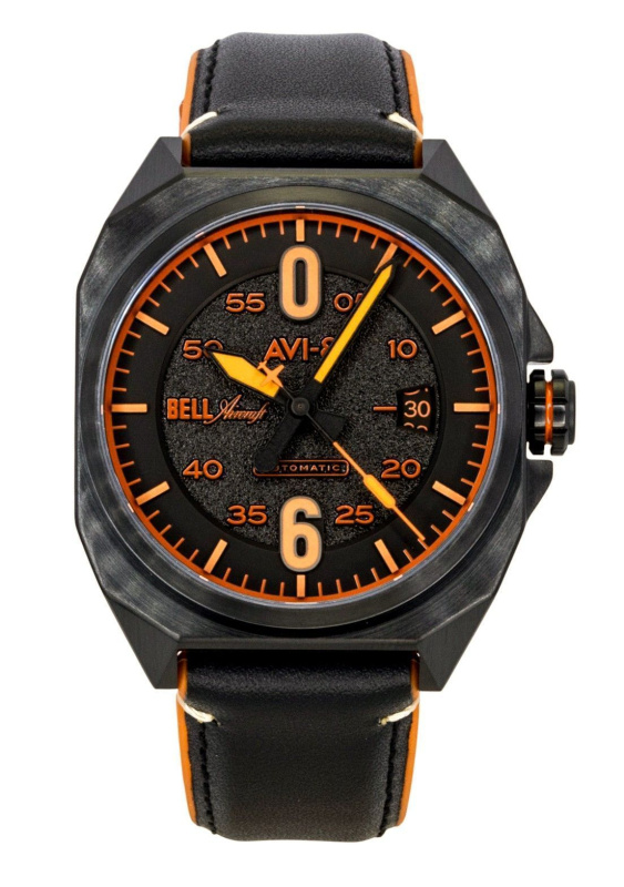AVI-8 Bell X-1 Machbuster Rubber And Leather Strap Jet Black Dial Automatic AV-4115-04 Men's Watch