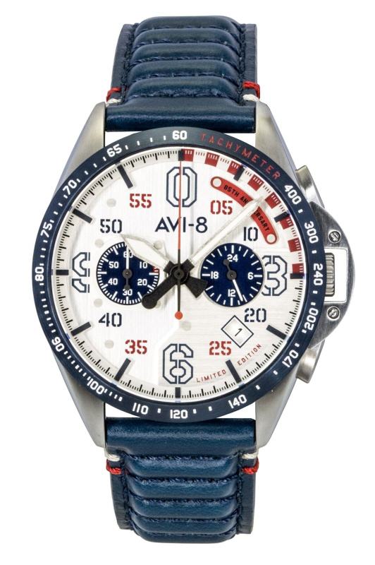 AVI-8 P-51 Mustang Kindelberger Chronograph 85th Anniversary Limited Edition Silver Dial Quartz AV-4143-01 Men's Watch