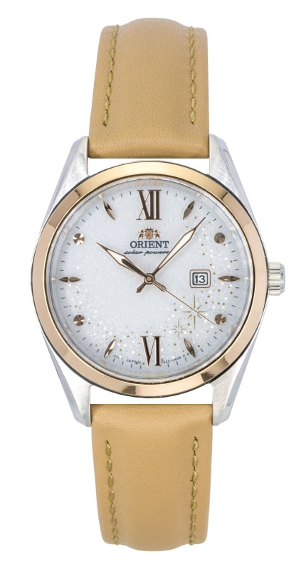 Orient Stretto Leather Strap White Dial Solar RA-WG0604S Men's Watch