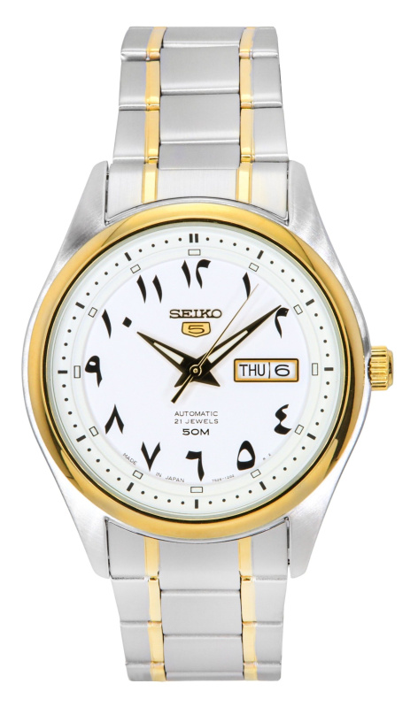 Refurbished Seiko 5 Two Tone Stainless Steel White Arabic Dial Automatic SNKP22J1 Men's Watch