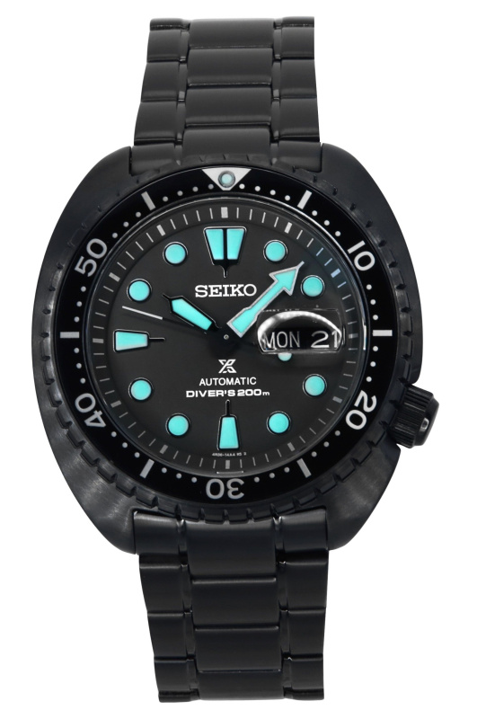 Seiko Prospex Black Series Night Vision Turtle Black Dial Automatic Diver's SRPK43K1 200M Men's Watch