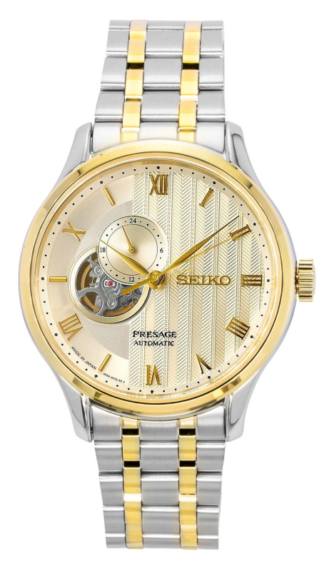 Seiko Presage Japanese Garden Two Tone Stainless Steel Gold Dial Automatic SSA464J1 Men's Watch