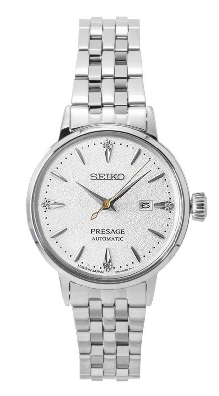 Seiko Presage Cocktail Diamond Accents Stainless Steel Silver Dial Automatic SRE017J1 Women's Watch