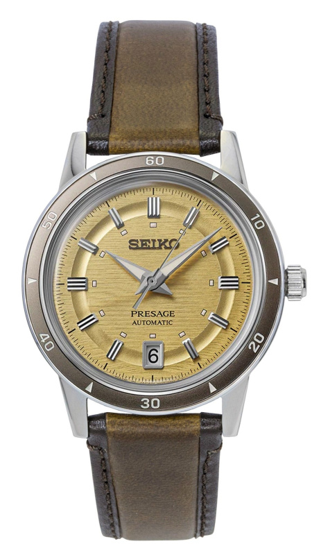 Seiko Presage Style 60's Stainless Steel Gold Dial Automatic SRPL75J1 Men's Watch