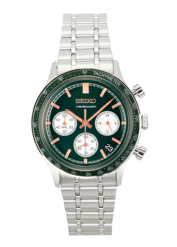 Seiko Chronograph Stainless Steel Green Dial Quartz SSB481P1 Men's Watch