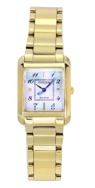 Citizen L Gold Tone Stainless Steel Mother Of Pearl Dial Eco-Drive EW5602-81D Women's Watch