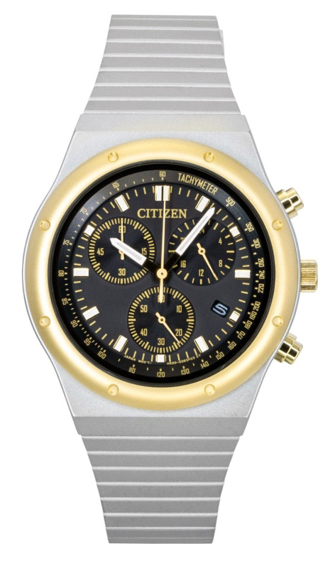 Citizen Eco-Drive Chronograph Stainless Steel Black Dial AT2544-64E Men's Watch