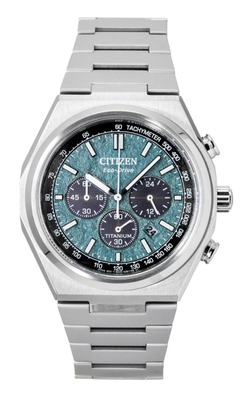 Citizen Zenshin Super Titanium Chronograph Green Dial Eco-Drive CA4610-85X 100M Men's Watch
