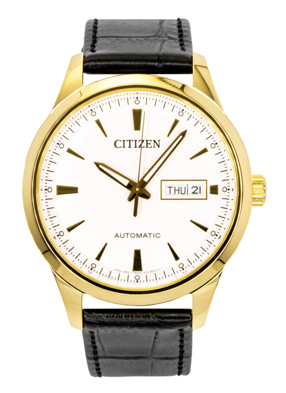 Citizen Leather Strap White Dial Automatic NY4059-09A Men's Watch