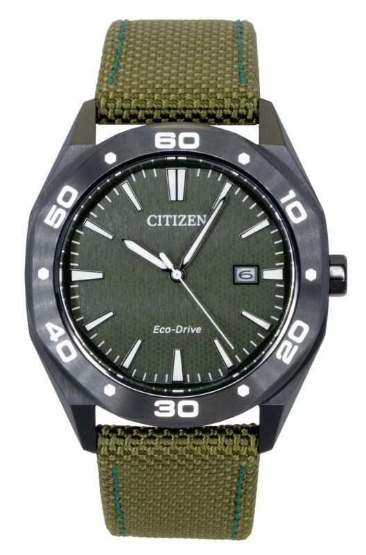 Citizen Eco-Drive Active Sport Nylon Strap Green Dial BM7635-01X 100M Men's Watch