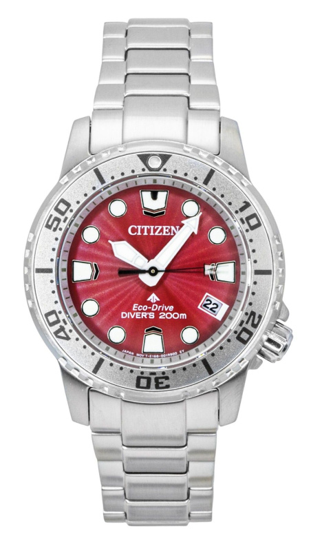 Citizen Promaster Dive Stainless Steel Red Dial Eco-Drive EO2027-50Z 200M Women's Watch