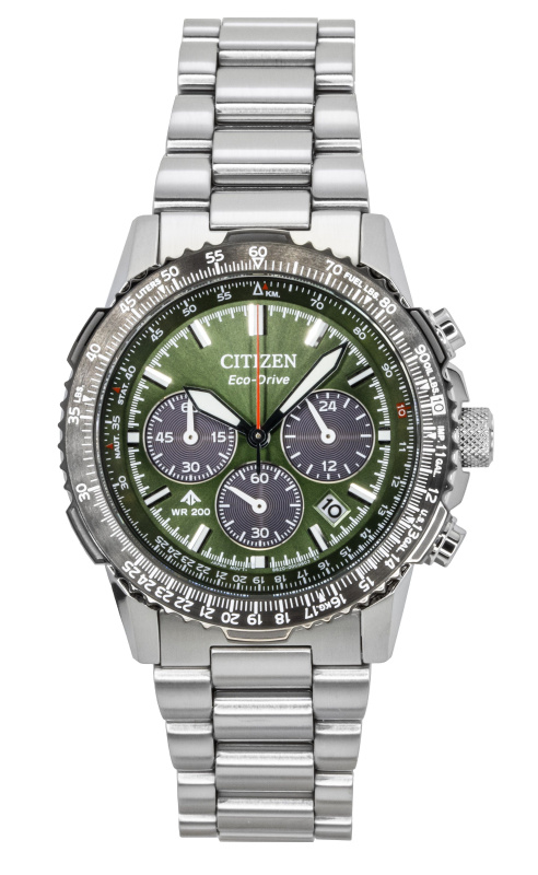 Citizen Promaster Sky Chronograph Stainless Steel Green Dial Eco-Drive Diver's CA4664-60W 200M Men's Watch