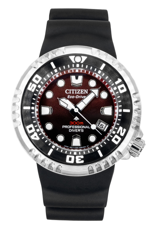 Citizen Promaster Polyurethane Strap Red Dial Eco-Drive Diver's BN1024-01Z 300M Men's Watch