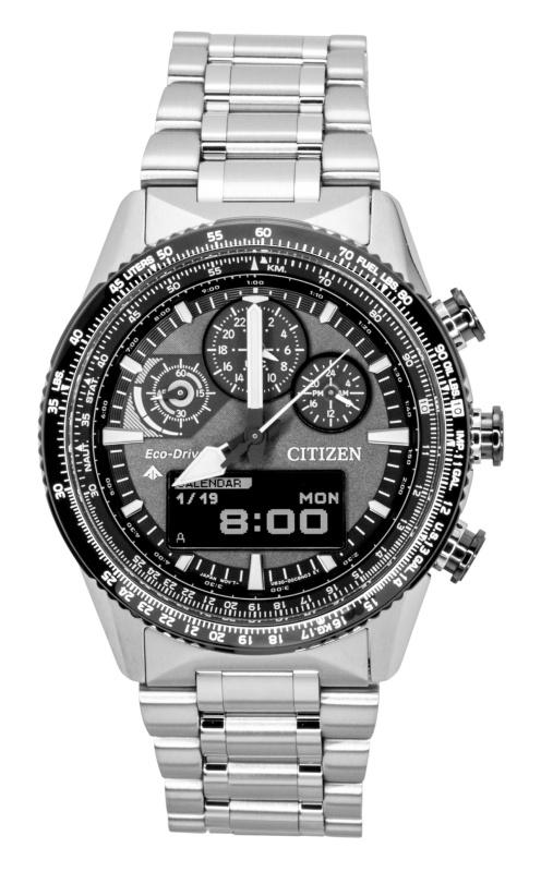 Citizen Promaster Skyhawk Eco-Drive Chronograph Stainless Steel Grey Dial Diver's JV2006-55H 200M Men's Watch