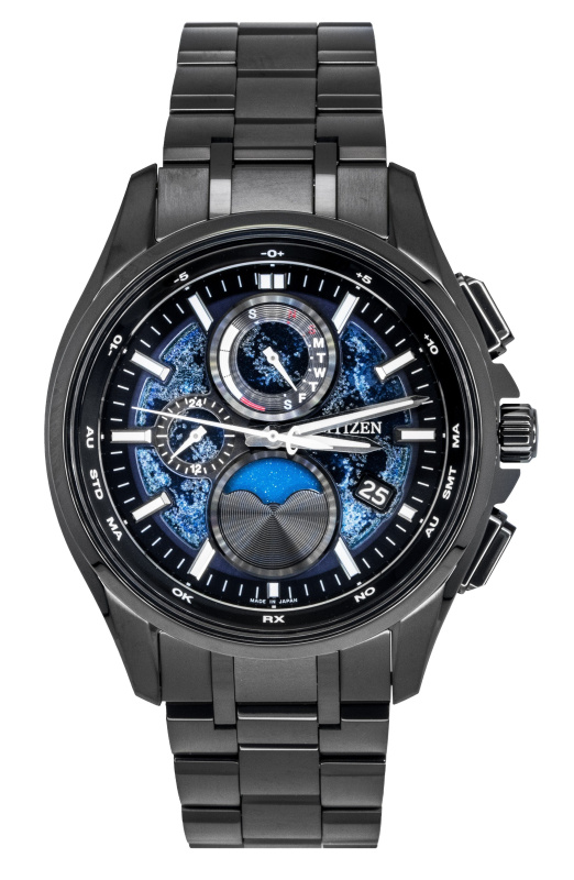 Citizen  Eco-Drive Hakuto-R Super Titanium Moon Phase Blue Dial BY1008-67L 100M Men's Watch