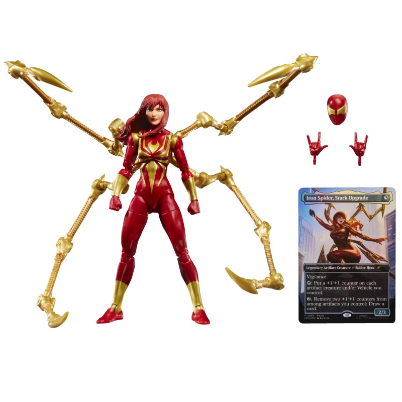 Spider-Man Marvel Legends Series Magic: The Gathering Mary Jane Watson (Iron Spider), 6-Inch Action Figure & Exclusive Foil Collectible Card Game Trad