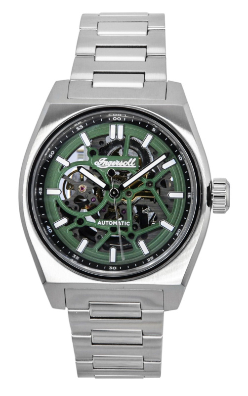 Ingersoll Vert Stainless Steel Green Skeleton Dial Automatic I14304 Men's Watch
