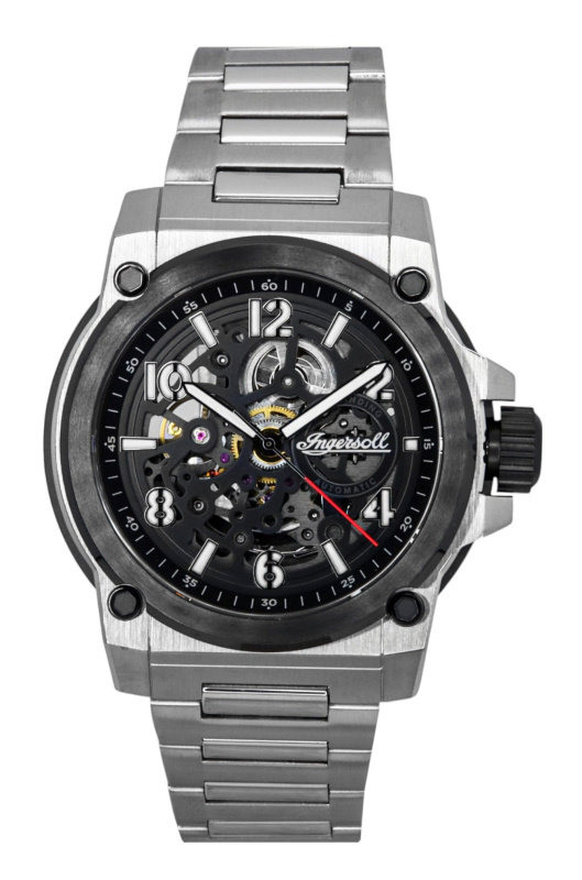 Ingersoll The Anvil Stainless Steel Black Skeleton Dial Automatic I16601 Men's Watch