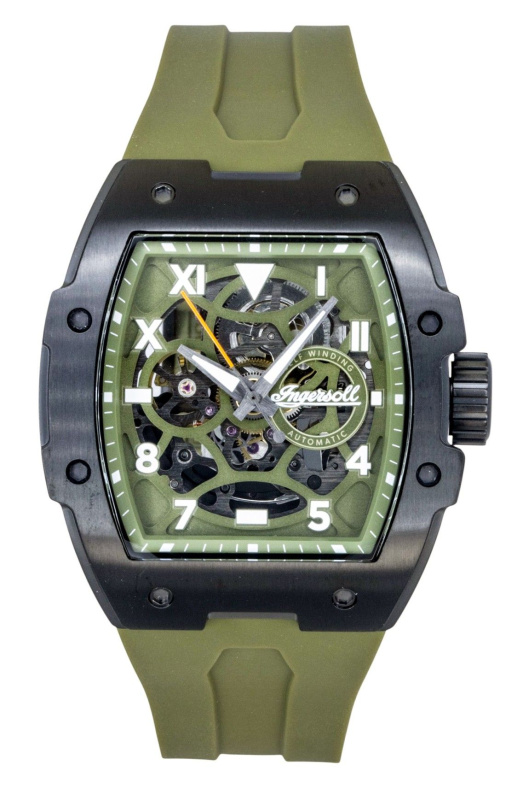 Ingersoll The Play Polyurethane Strap Green Skeleton Dial Automatic I15303 Men's Watch