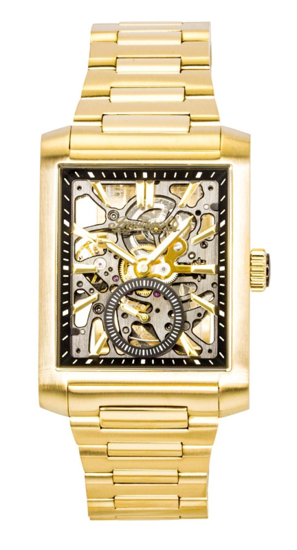 Ingersoll The Spur Gold Tone Stainless Steel Black Skeleton Dial Automatic I17002 Men's Watch
