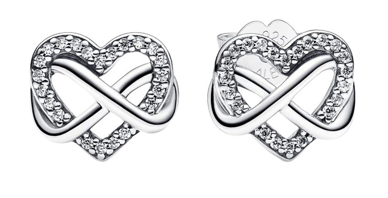 Pandora Sparkling Infinity Heart Stud Earrings 292667C01 For Women
