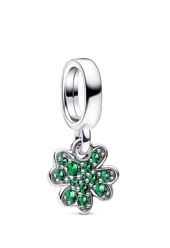 Pandora Moments Four Leaf Clover Dangle Charm With Green Crystals P-792751C01 For Women