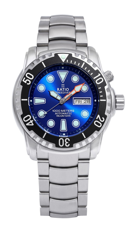 Ratio FreeDiver Helium-Safe 1000M Sapphire Automatic 1068HA96-34VA-BLU Men's Watch